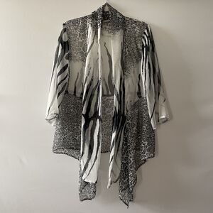 Chico's Animal Print Sheer Cardigan Size 2, L Large(Estimated)
